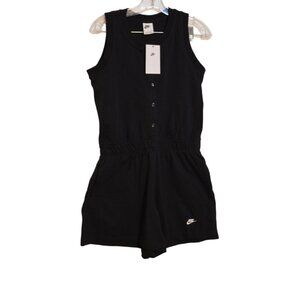 NIKE (WT) Black Romper Shorts 1/2 Front Snaps Cotton Sleeveless Girls Junior XL